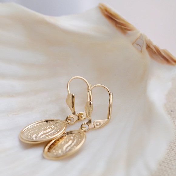 Virgin Mary Earrings | 18k Gold Filled - Picture 3 of 6